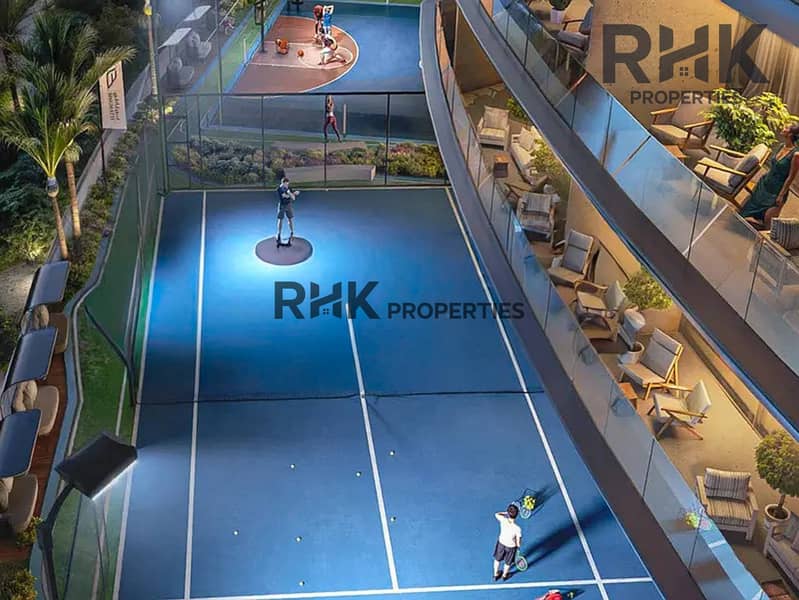 10 Illuminated rooftop tennis and basketball courts at luxury Dubai tower