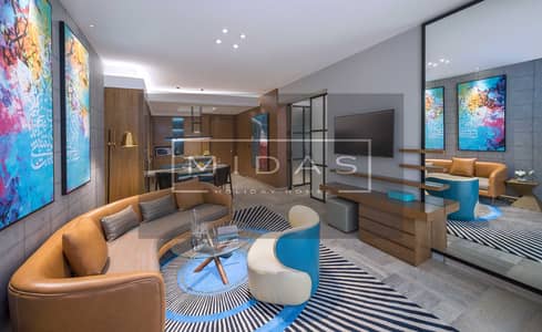 朱美拉棕榈岛， 迪拜 1 卧室酒店式公寓待租 - 1-Bedroom Designer Residence-02 Living Room. jpg
