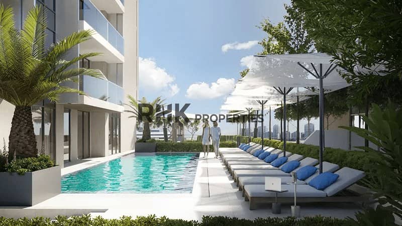 7 Luminar Tower Dubai outdoor swimming pool with sun loungers and landscaped terrace
