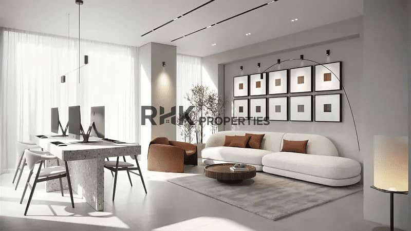 9 Luminar Tower Dubai open-plan living and dining room with contemporary decor Keywords: "open-plan living and dining"