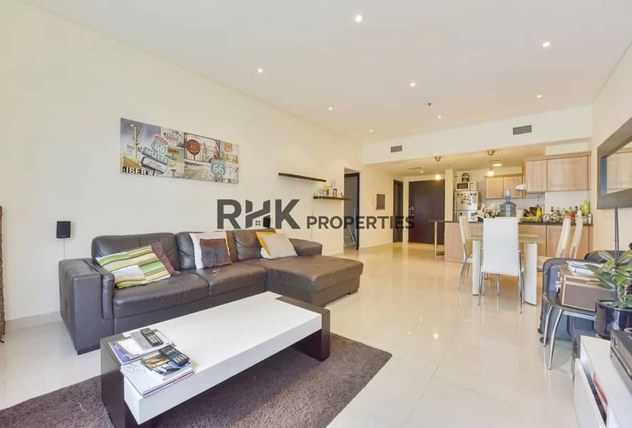 2 Furnished living room in a spacious 2BR apartment for rent in Yacht Bay, Dubai Marina