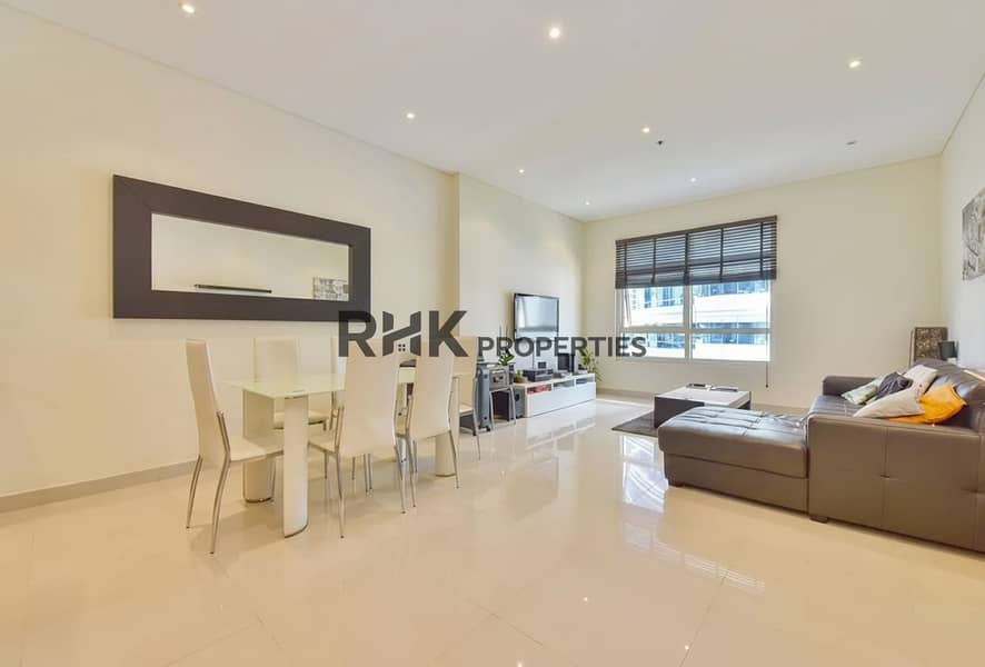 3 Bright living and dining room in a Yacht Bay 2-bedroom rental apartment in Dubai Marina