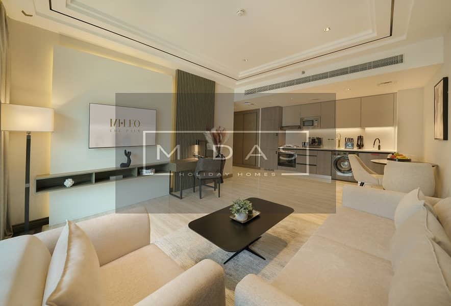 3 One Bedroom Sea View with Balcony - Living Room 1.4. jpg
