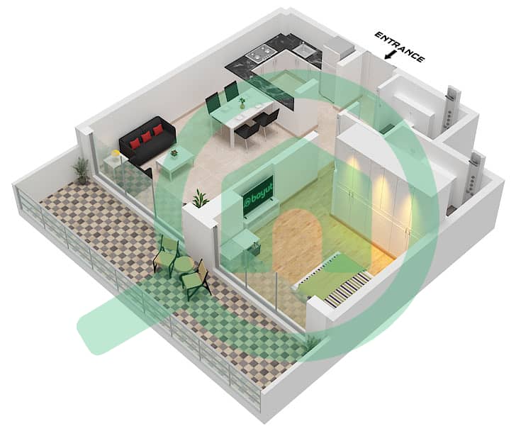 AARK Residences - 1 Bedroom Apartment Unit 8 FLOOR 1-10 Floor plan interactive3D