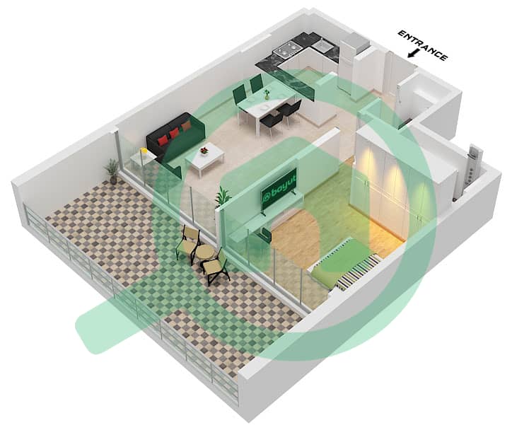 AARK Residences - 1 Bedroom Apartment Unit 10 FLOOR 1-10 Floor plan interactive3D