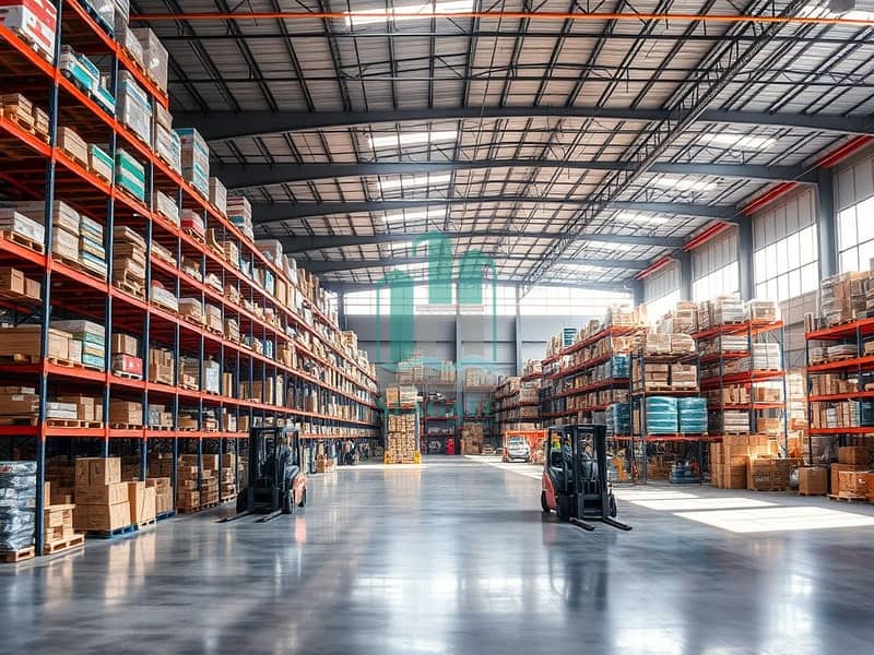3 An_industrial_warehouse_interior_featuring_large_shelves_filled_with_various_products_a_wide_open_space_with_a_polished_concrete_floor_bright_LED_lighting_and_high_ceilings. _Include_forklifts_moving_around_and_worker. jpeg