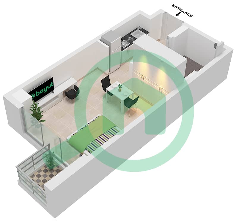 Mawjan Residence - Grundriss für Studio Wohnung Einheit 04 FLOOR 4 interactive3D