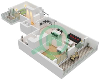 Verdania 2 - 2 Bedroom Apartment Type/unit A / UNIT 1 FLOOR 1-11 Floor plan