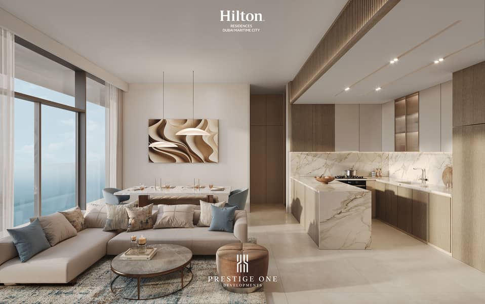 3 1BED_Living-Dining-Kitchen-Hilton Residences DMC. jpg