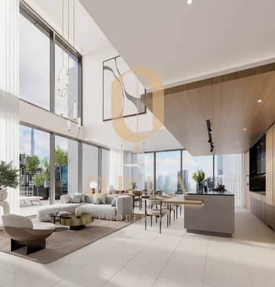 شقة 2 غرفة نوم للبيع في الخليج التجاري، دبي - One River Point_Duplex living and dining. jpg