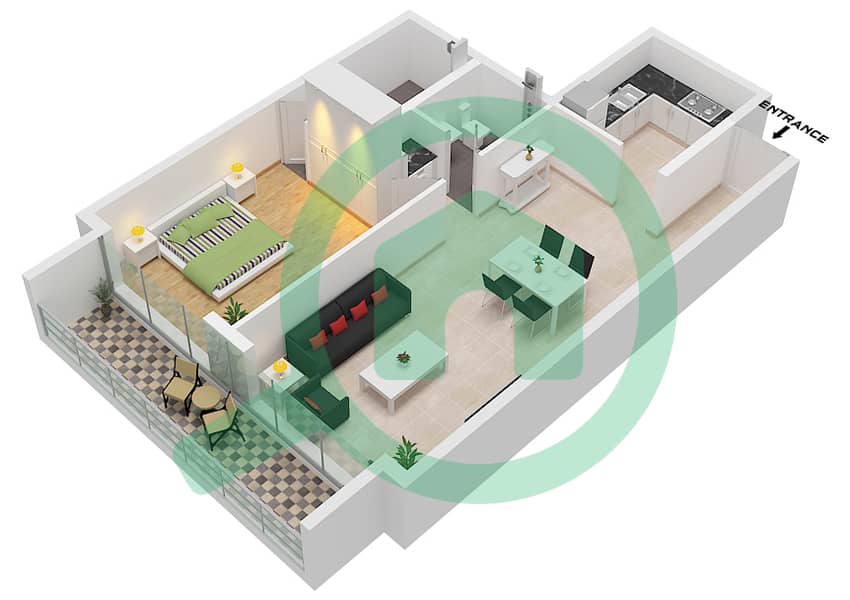 Solitaire Cascades - 1 Bedroom Apartment Type/unit A / UNIT 02 FLOOR 6 Floor plan interactive3D