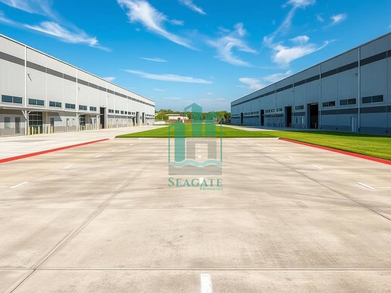 3 A_spacious_industrial_plot_designed_for_a_real_estate_advertisement. _The_scene_features_a_large_empty_concrete_lot_with_clear_markings_for_potential_development. _Surrounding_the_plot_are_sleek_modern_looking_warehous. jpeg