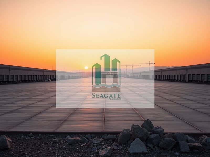 3 A_vast_empty_industrial_plot_at_sunset_showcasing_modern_warehouses. _The_scene_is_devoid_of_any_vehicles_emphasizing_the_openness_of_the_area. _In_the_background_there_are_large_neatly_arranged_loading_docks_and_c (1). jpeg