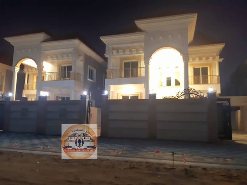 Villa for sale in Ajman, Al Rawdah area, with excellent stone finishes, next to a mosque