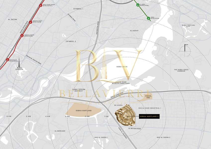 14 RC-350-003_Sobha Hartland II Location Plan micro-distance radius-Rev-02-1. jpg