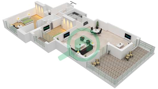 Executive Tower J - Planimetria del piano di 2 Camere Appartamento Tipo/unità J21/UNIT 1-2,7-8 FLOOR 20