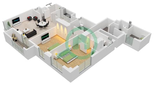 Executive Tower J - Planimetria del piano di 2 Camere Appartamento Tipo/unità J23A/UNIT 1,3 FLOOR 30-31
