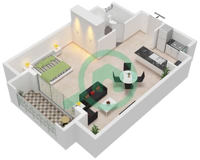 Executive Tower J - Planimetria del piano di Monolocale Appartamento Tipo/unità J50/UNIT 2,4,5,7 FLOOR 3