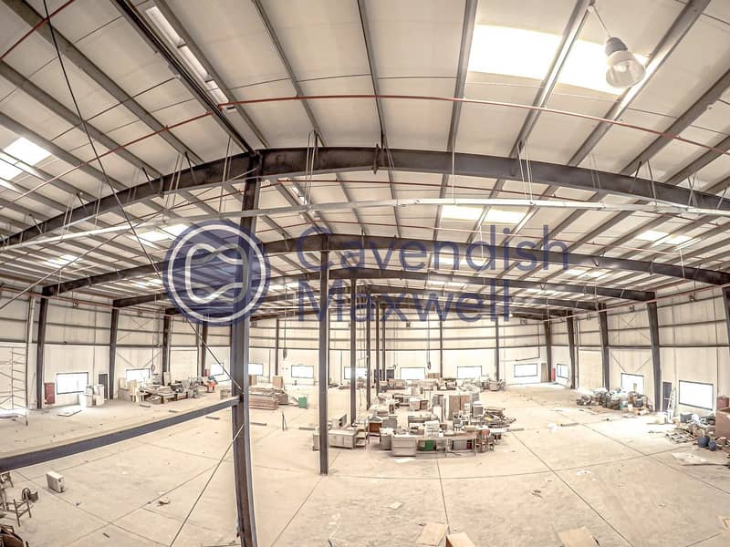 5 8m Height | Warehouse with Office on Sizable Plot