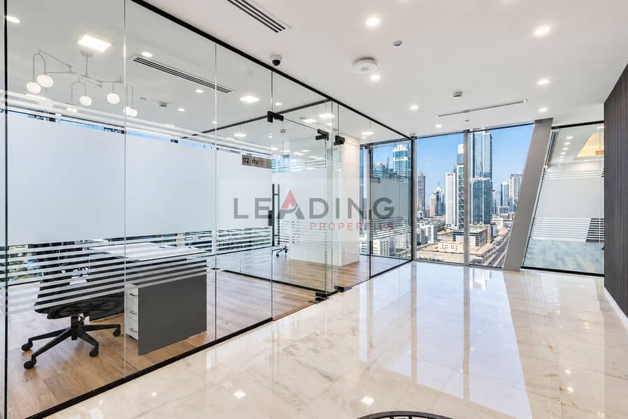 12 Pristine glass office corridor with skyline. png