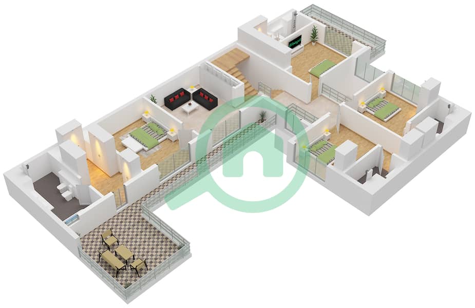 Sobha Reserve - 5 Bedroom Villa Type D Floor plan Floor First interactive3D