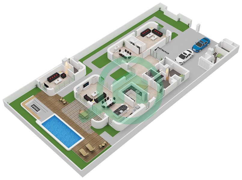 Floor Ground Yas Riva - 4 Bedroom Villa Type INLAND VILLA Floor plan Floor Ground interactive3D