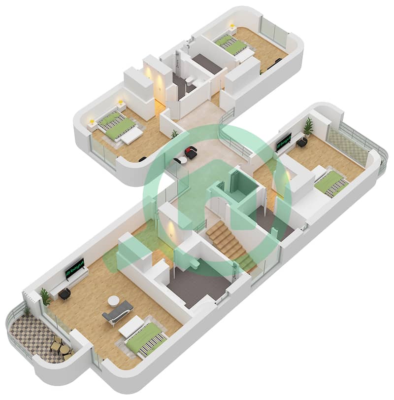 Floor First Yas Riva - 4 Bedroom Villa Type INLAND VILLA Floor plan Floor First interactive3D