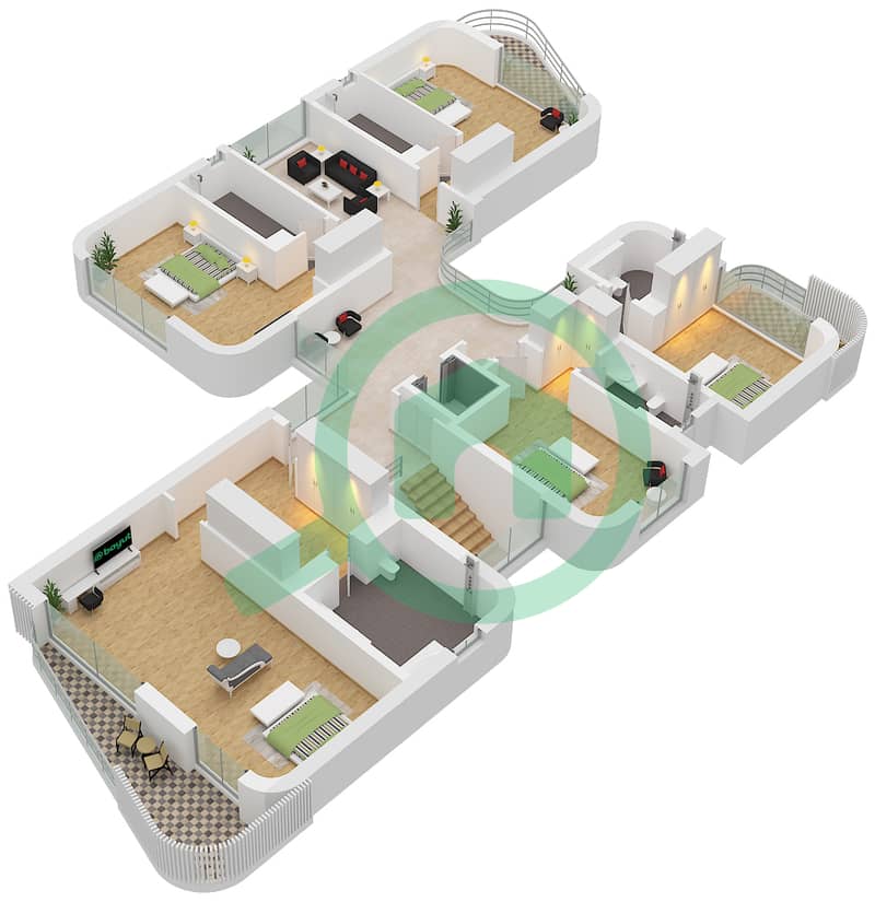 Yas Riva - 6 Bedroom Villa Type CANAL VILLA Floor plan Floor First interactive3D