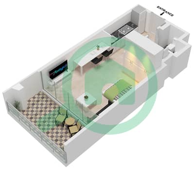 Binghatti Starlight - Studio Apartment Type 10 Floor plan