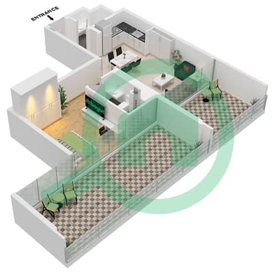 Binghatti Starlight - 1 Bedroom Apartment Type 1 Floor plan