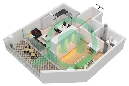 Binghatti Starlight - 1 Bedroom Apartment Type 4 Floor plan