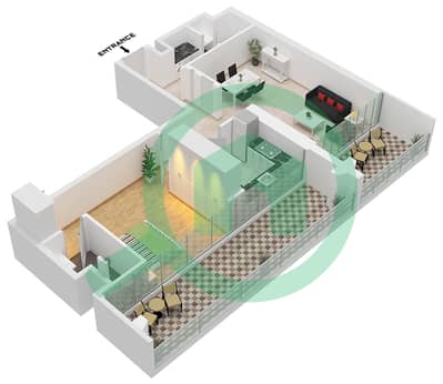 Binghatti Starlight - 1 Bedroom Apartment Type 6 Floor plan