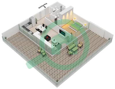 Binghatti Starlight - 1 Bedroom Apartment Type 9 Floor plan
