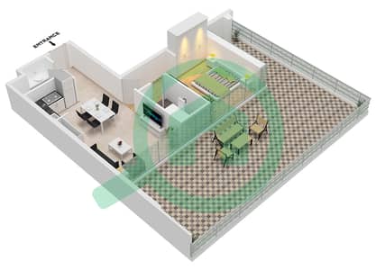 Binghatti Starlight - 1 Bedroom Apartment Type 11 Floor plan