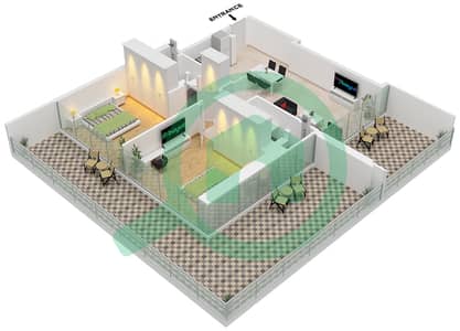 Binghatti Starlight - 2 Bedroom Apartment Type 1 Floor plan