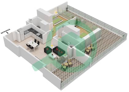 Binghatti Starlight - 2 Bedroom Apartment Type 2 Floor plan