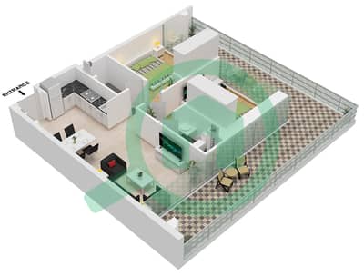 Binghatti Starlight - 2 Bedroom Apartment Type 3 Floor plan