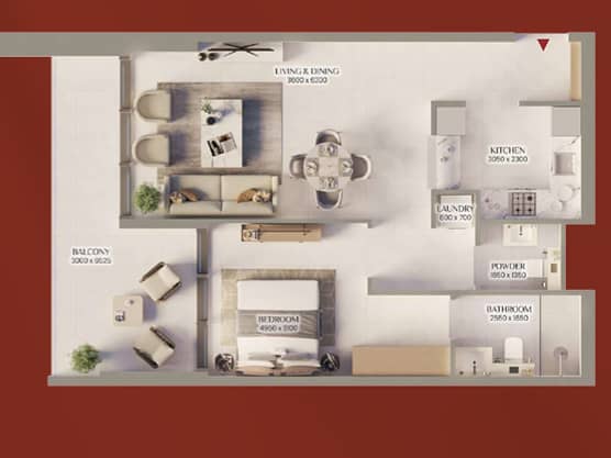 13 020 1 Bed Bliss Typical Floor Plan. png