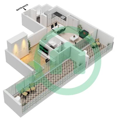 Binghatti Starlight - 1 Bedroom Apartment Type 2 Floor plan