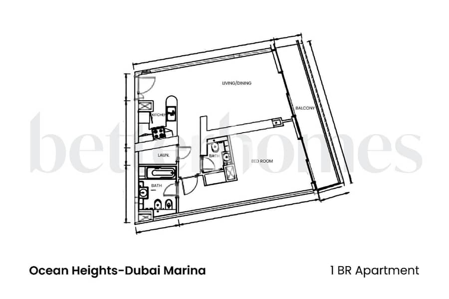 16 1 BR Apartmentin Ocean Heights Dubai Marina NEWFLOORPLAN