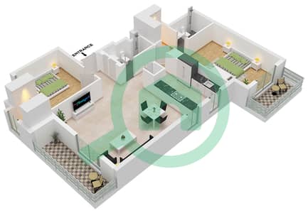 The Mayfair - Grundriss für 2 Schlafzimmer Wohnung Typ B(M) The Mayfair - Grundriss für 2 Schlafzimmer Wohnung Typ B(M)