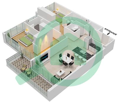 The Crestmark - Grundriss für 2 Schlafzimmer Wohnung Typ/Einheit F / UNIT 02 FLOOR 12
