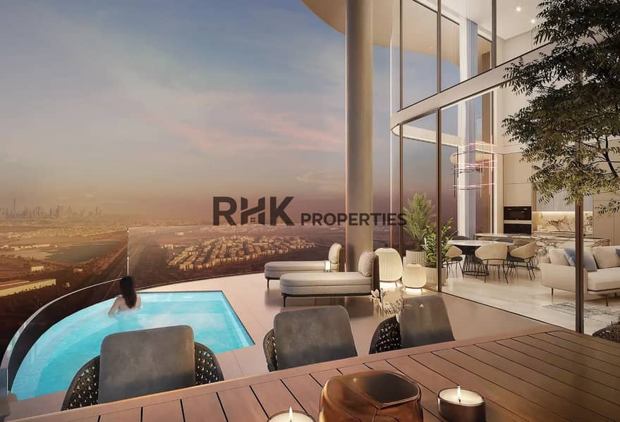 8 penthouse terrace Dubai private infinity pool panoramic city view luxury apartment