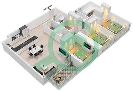 Forte 1 - 3 Slaapkamers Appartement Unit 6 FLOOR 54 Plattegrond