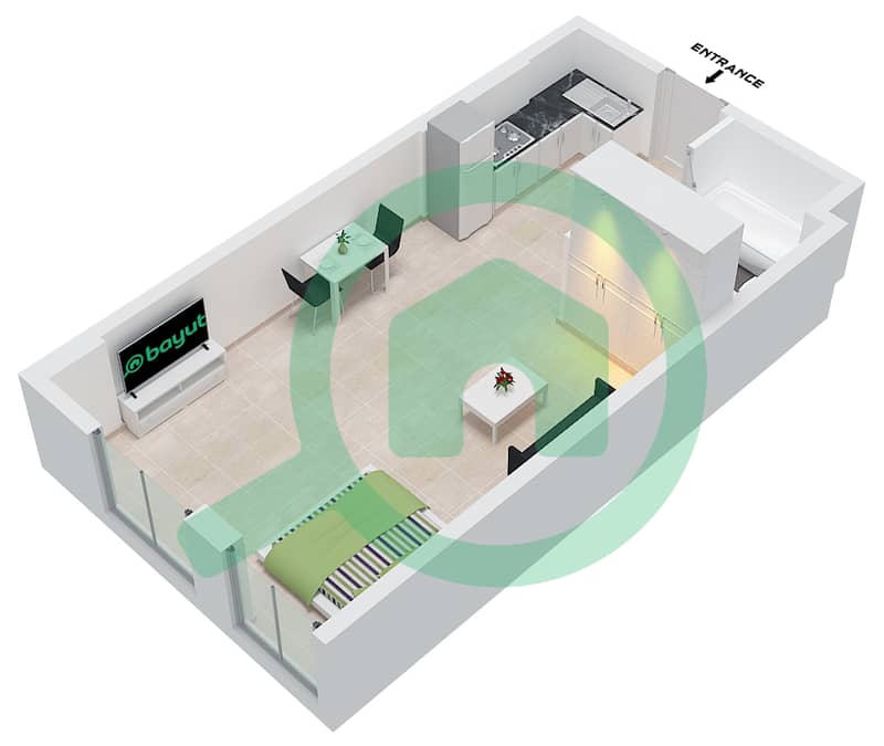 Platinum One - Studio Appartement Type/unit B / UNIT 21 FLOOR 8 Plattegrond interactive3D