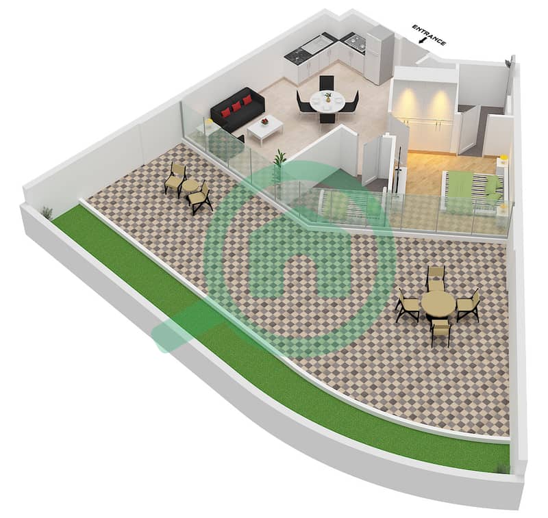 Reem by Vision - Planimetria del piano di 1 Camera Appartamento Unità 12 FLOOR 1 interactive3D