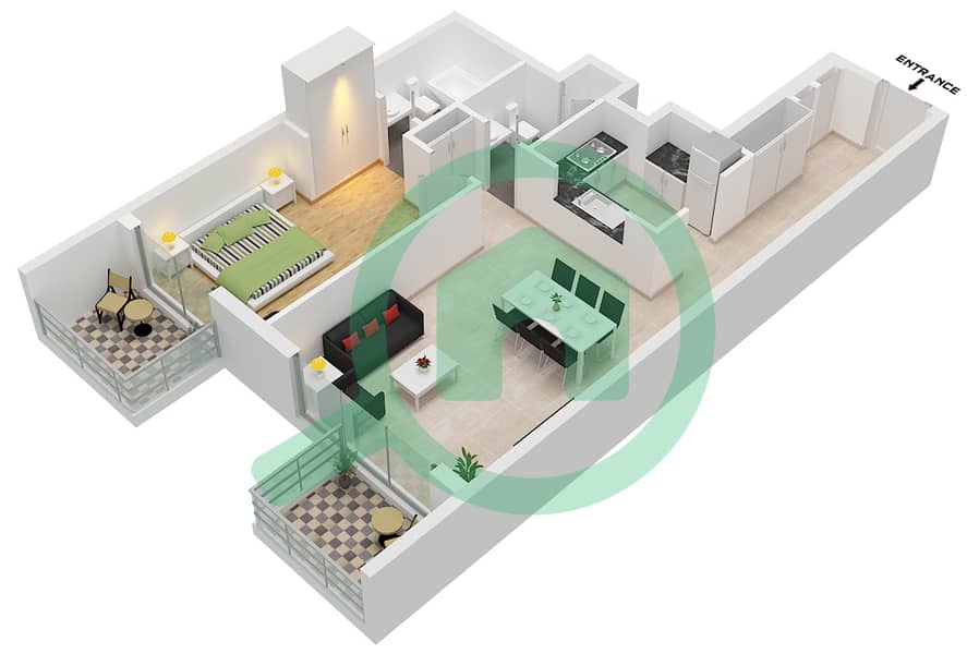 V1stara House 2 - 1 Bedroom Apartment Type B FLOOR 2-10 Floor plan interactive3D
