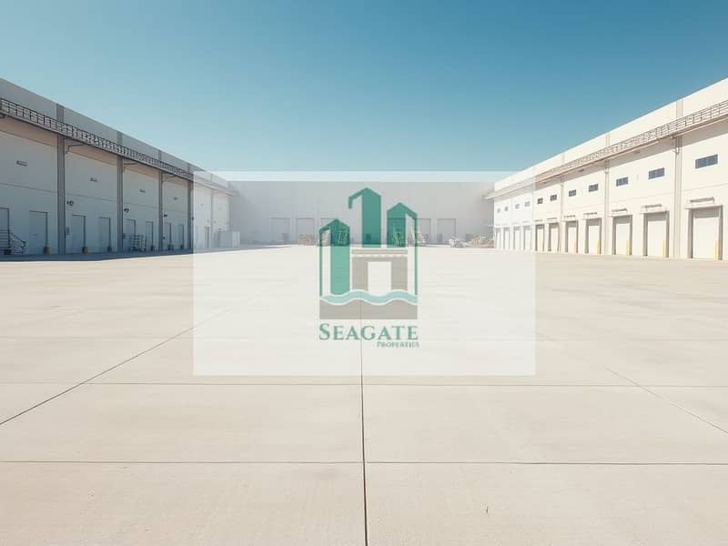 4 An_empty_industrial_plot_showcasing_a_vast_open_area_with_smooth_concrete_flooring_devoid_of_any_machinery_or_equipment. _The_scene_features_large_unfurnished_warehouses_in_the_background_with_clean_modern_architectur. jpeg