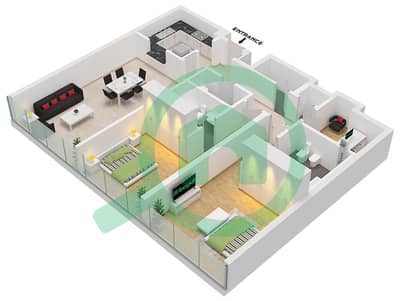 Lamar Residence - Planimetria del piano di 2 Camere Appartamento Tipo D1