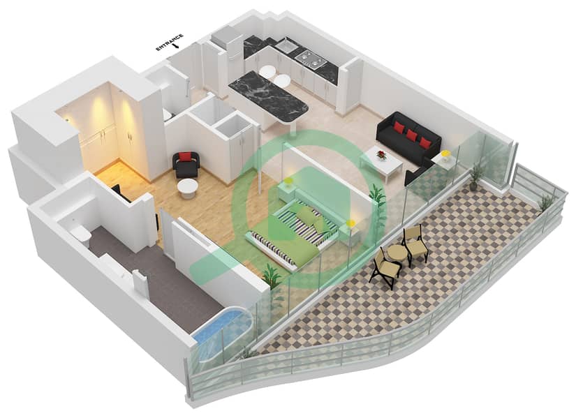Beverly Grande - 1 Bedroom Apartment Type EXECUTIVE Floor plan interactive3D